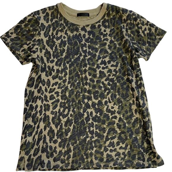ATM Army Camo & Cheetah Print Short Sleeve Cotton Crew Neck Tee Size XS Y2K - Picture 1 of 8